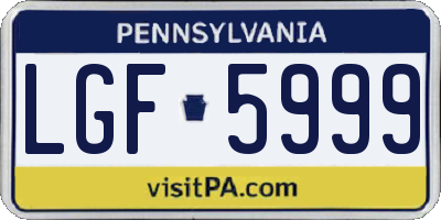 PA license plate LGF5999