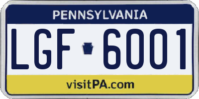 PA license plate LGF6001