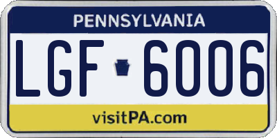 PA license plate LGF6006