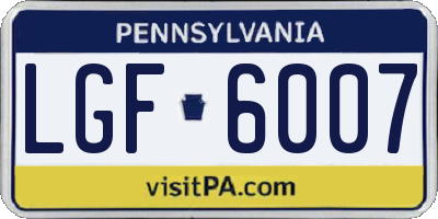 PA license plate LGF6007