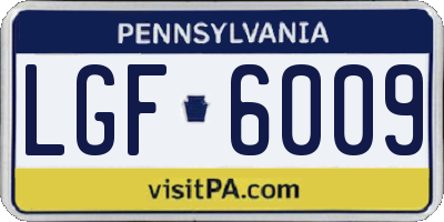 PA license plate LGF6009