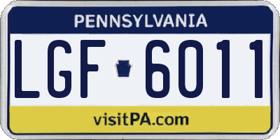 PA license plate LGF6011