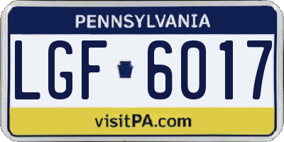 PA license plate LGF6017