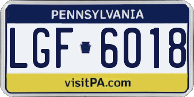 PA license plate LGF6018