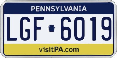PA license plate LGF6019