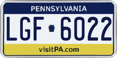 PA license plate LGF6022
