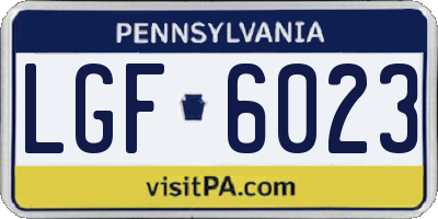 PA license plate LGF6023