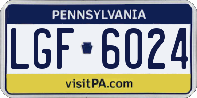 PA license plate LGF6024