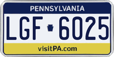 PA license plate LGF6025