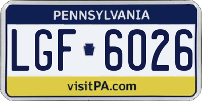 PA license plate LGF6026