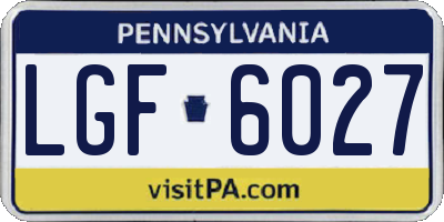 PA license plate LGF6027