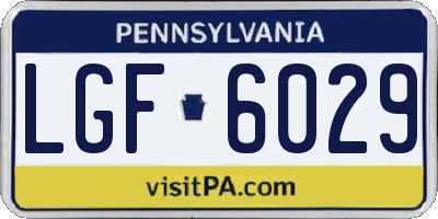 PA license plate LGF6029
