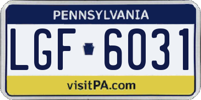 PA license plate LGF6031