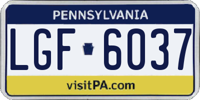 PA license plate LGF6037