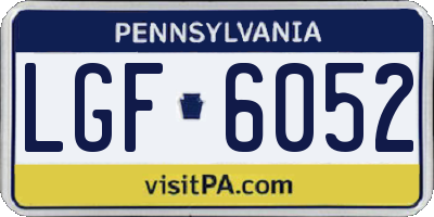 PA license plate LGF6052