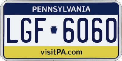 PA license plate LGF6060