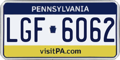 PA license plate LGF6062