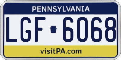 PA license plate LGF6068