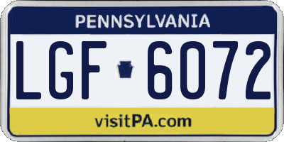PA license plate LGF6072