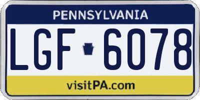 PA license plate LGF6078