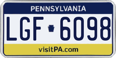 PA license plate LGF6098