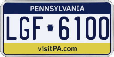 PA license plate LGF6100