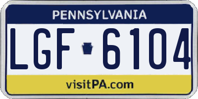 PA license plate LGF6104