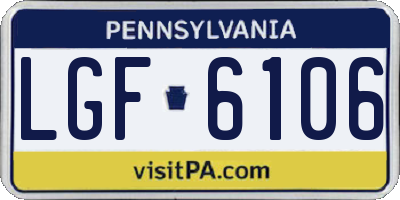 PA license plate LGF6106