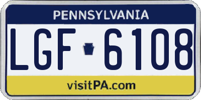 PA license plate LGF6108