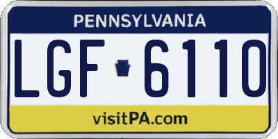PA license plate LGF6110