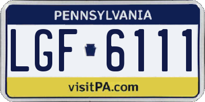 PA license plate LGF6111