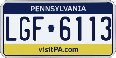 PA license plate LGF6113