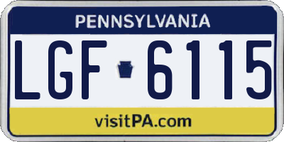 PA license plate LGF6115