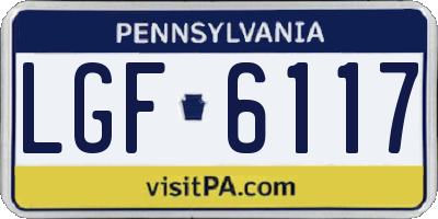 PA license plate LGF6117