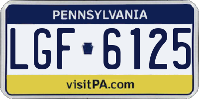 PA license plate LGF6125