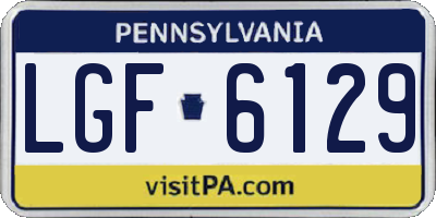 PA license plate LGF6129