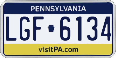 PA license plate LGF6134