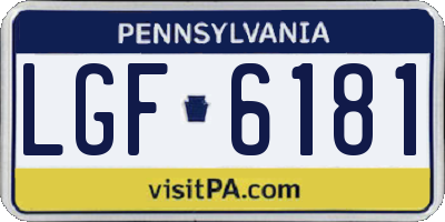 PA license plate LGF6181