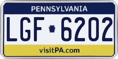 PA license plate LGF6202