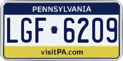 PA license plate LGF6209