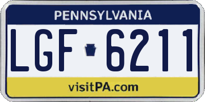 PA license plate LGF6211