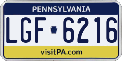 PA license plate LGF6216