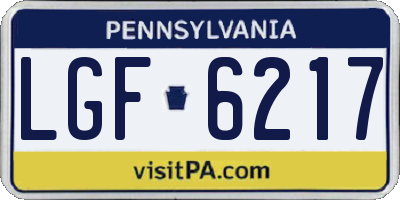 PA license plate LGF6217