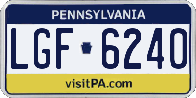 PA license plate LGF6240