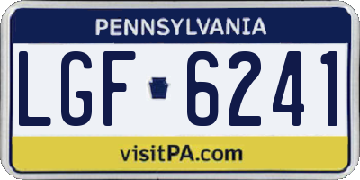 PA license plate LGF6241