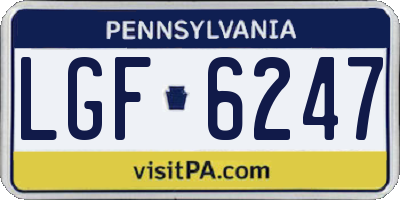 PA license plate LGF6247