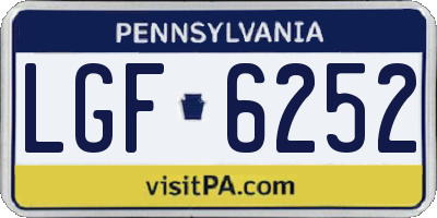 PA license plate LGF6252