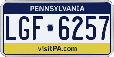 PA license plate LGF6257