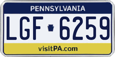 PA license plate LGF6259