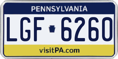 PA license plate LGF6260